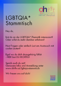 Plakat des LGBTQIA* Stammtisches